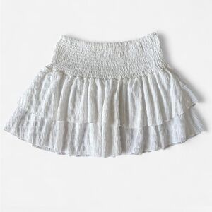 White Tiered Smocked Waist Skirt - Women